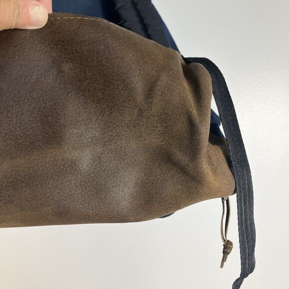 VTG 90s EASTPAK Cowhide Leather Bottom Backpack Blue Padded Straps Made In USA - Picture 8 of 13